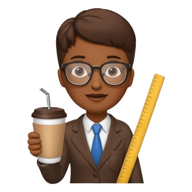 Tall coffee cup, holding a ruler, dressed as a teacher sticker