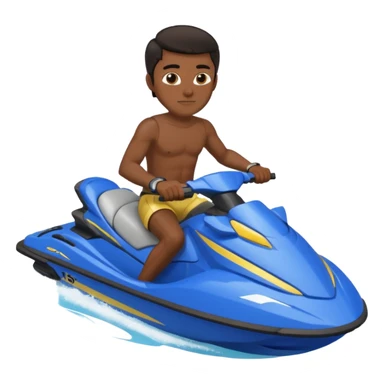 Dark male dark make on a blue jet ski no sunglasses sticker