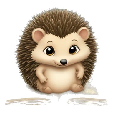 a baby hedgehog reading a book sticker