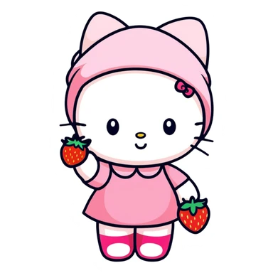 Strawberry shortcake hello kitty girl sticker
