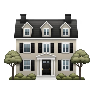 greige colonial house with black shutters and black front door sticker