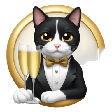 Tuxedo cat, drinking champagne ￼ sticker