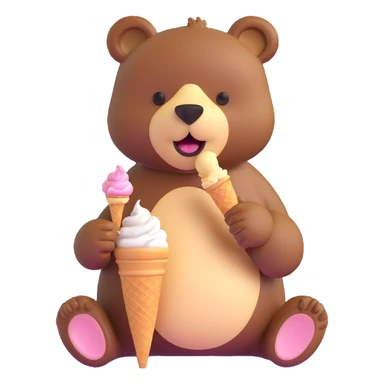 bear eating ice cream sticker