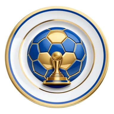 gold football plate with blue accents, inspired by Israeli Premier League trophy sticker