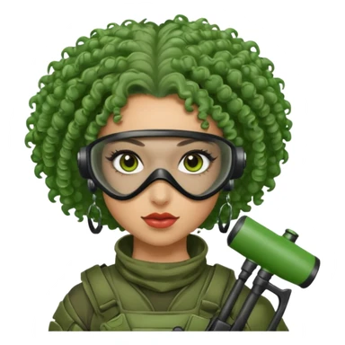 green curly haired painitball player with big earrings guy sticker
