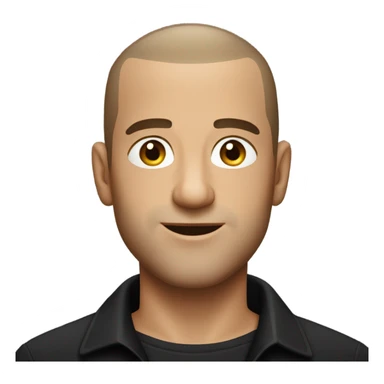 italian man, with buzz cut and no beard. wearing a black smart shirt unbuttoned. sticker