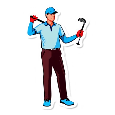 Man with broken golf clubs  sticker