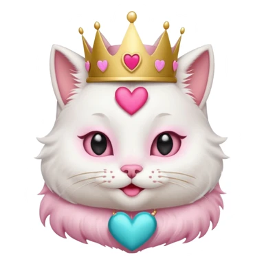 princess cat winking with a heart-shaped crown sticker