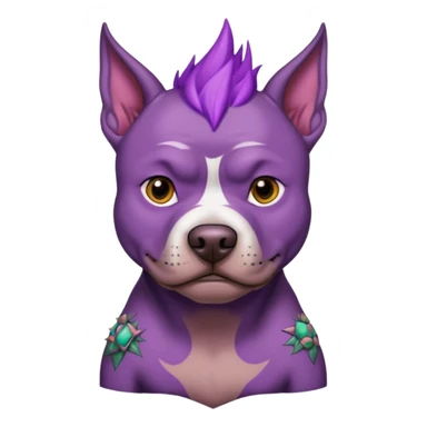 very tattoed brown face pitbull dog with purple spiky hair scary sticker