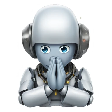 robot Praying hands with halo on head sticker