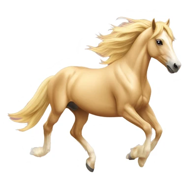 Yellow palomino horse with long flowing mane galloping with prosthetic leg, slender horse, solid yellow horse, running, galloping with prosthetic leg, pretty horse, horse with piebald foal sticker