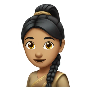 indian girl with black hair in ponytail sticker