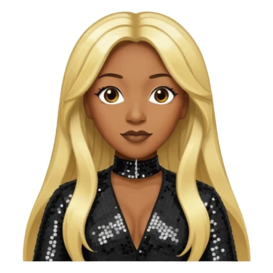 Coko from SWV with long blonde hair, black sequin outfit sticker