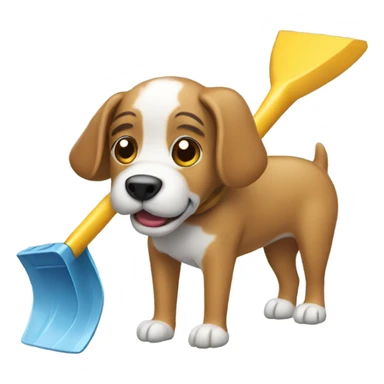 Dog with snow shovel sticker
