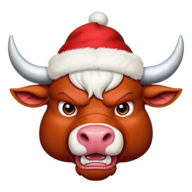 angry powerful with red New Year's hat with white horns bull emoji sticker