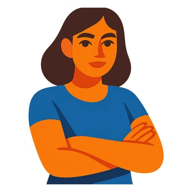 woman crossing her arms, orange skin, brown hair sticker