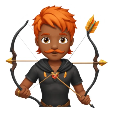 Black cupid with orange hair and mustache sticker