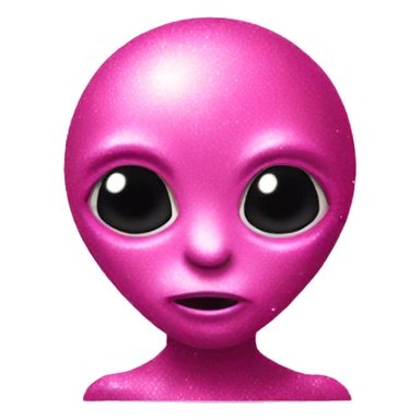 Pink alien with glitter  sticker