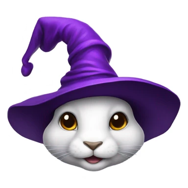 portrait of a rabbit wizard, with an purple hat sticker