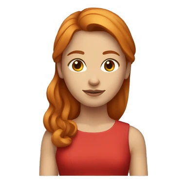 Ginger girl medium straight hair brown eyes in a red dress sticker