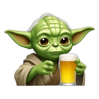 Yoda holding a beer sticker