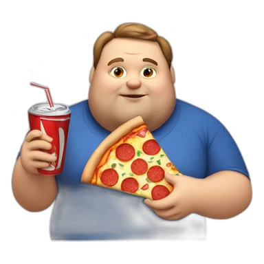 Fat guy eating pizza and drinking coke sticker