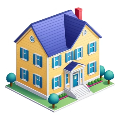 College sorority house, isometric dollhouse-style, realistic sticker