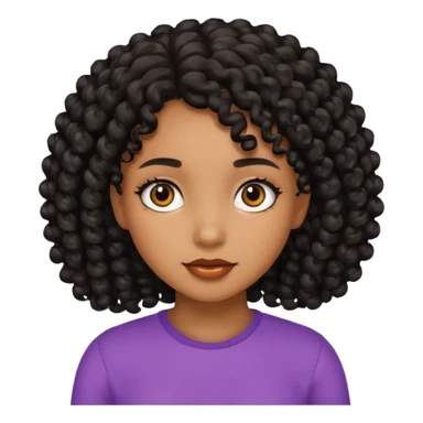 Girl with brown skin black curly hair sticker