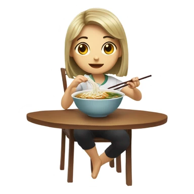 Girl eating PHO sticker
