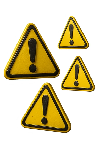 SEGNALI DI PERICOLO CON PUNTO ESCLAMATIVO 3D FLUTTUANO IN ARIA, IPERREALISTICI 4K sticker
