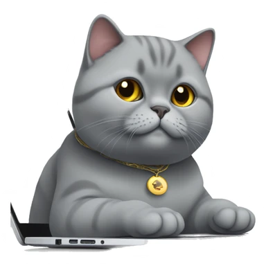 british shorthair cat trading on laptop sticker