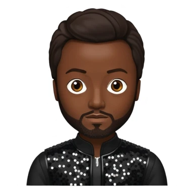 Will.i.am from Black Eyed Peas with dark brown hair, black sequin outfit  sticker