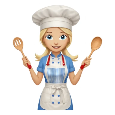 Full body 
Sexy Long Blonde hair blue eyed female chef sticker