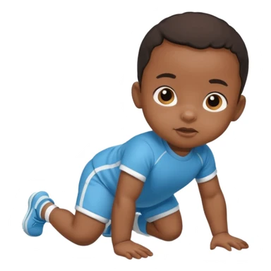 black baby crawling on the floor with baby sport clothes sticker