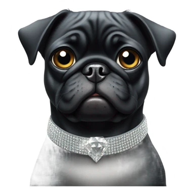 Black pug with Diamante collar sticker