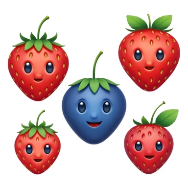 One strawberry, one blueberry, one cherry sticker