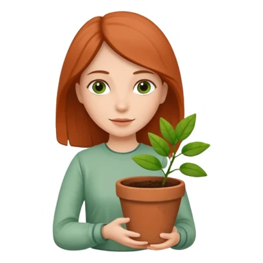 woman holding a flower pot sticker