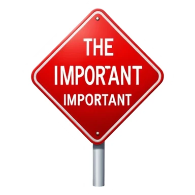 Writing of the word "important" on a red sign sticker