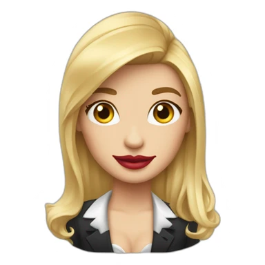 sticker de emoji de una chica rubia con pelo liso al estilo mr. monopoly sticker