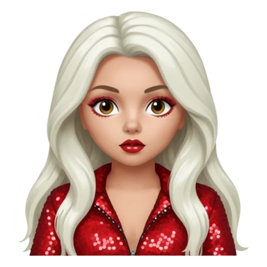 Jesy Nelson from Little Mix with long white hair, red sequin outfit sticker