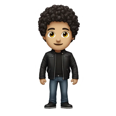 Curly dark brown hair about 13cm in length, white skin , black leather jacket, make it a man  sticker