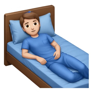 Um homem deitado,com o corpo inteiro ,deitado reto,mas com ele deitado na cama sticker