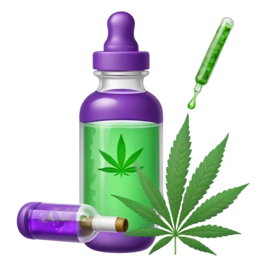 baby bottle with purple liquid and marijuana joint sticker