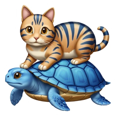 Mix of a blue turtle and a lazy cat on top sticker