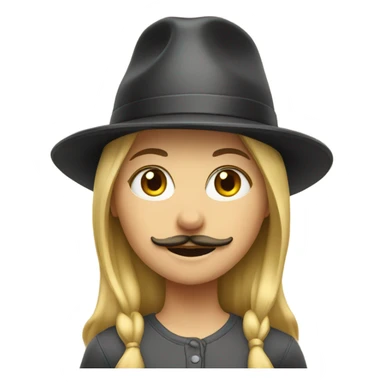 blonde girl with moustache and hat sticker