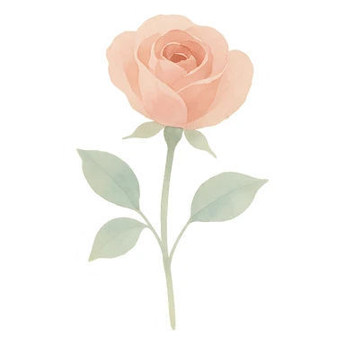 a single rose in bloom, elegant and classic, watercolor style sticker