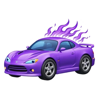 Purple car drifting with navy blue flames coming out of the rear tires. sticker