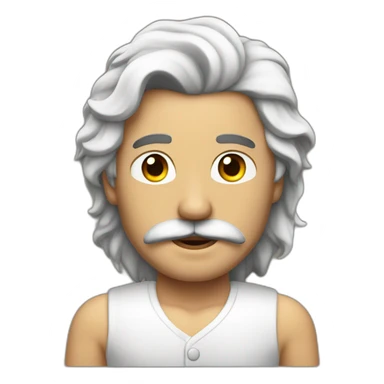 MAN WITH MUSTACHE AND LONG BLACK WAVY HAIR AND WHITE VEST TOP sticker