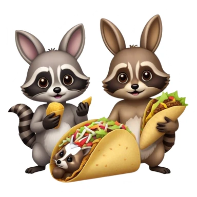 raccoon and bunny eating taco bell sticker