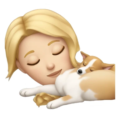 blonde girl sleeping with corgi sticker